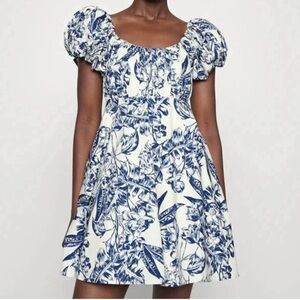 Abercrombie & Fitch Blue and White Ruffled Mini Dress